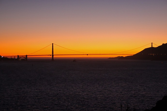 Zonsondergang bij de Golden Gate Bridge