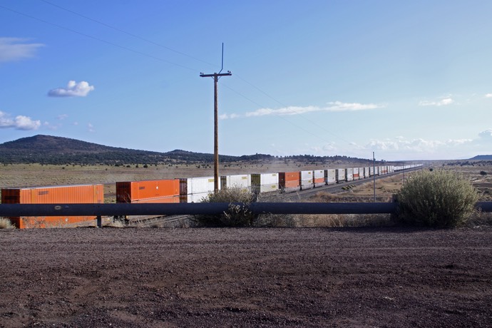 Lange treinen langs Route 66