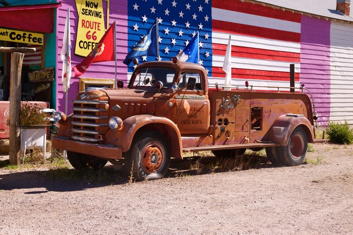 Oude vrachtwagen in Seligman