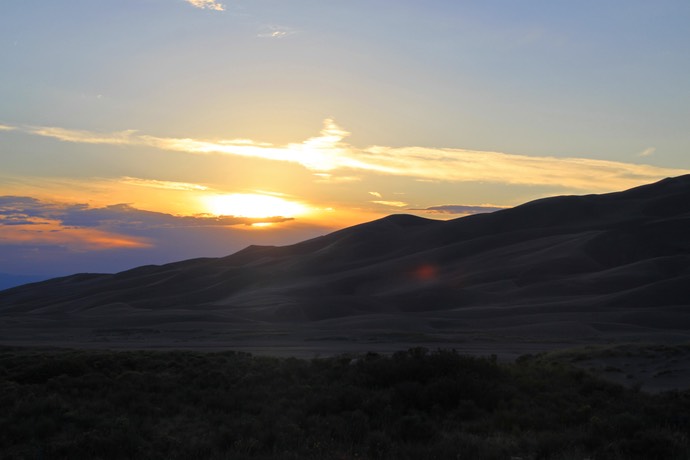 zonsondergang bij de Great Sanddunes